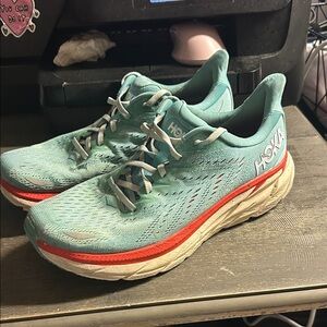 Hoka Women's Aqua and Coral Athletic Shoes